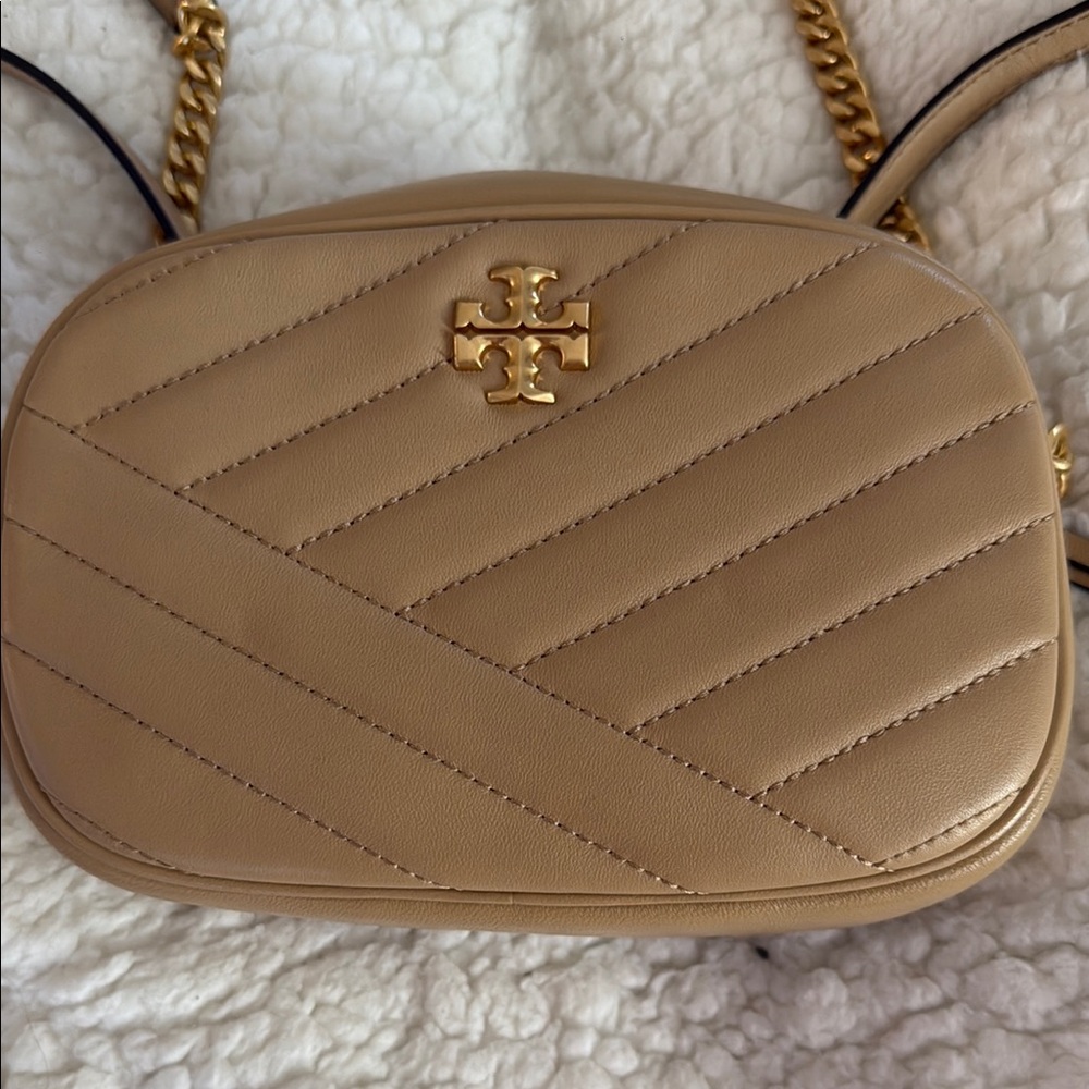 Tory Burch Tan Gold Quilted Crossbody